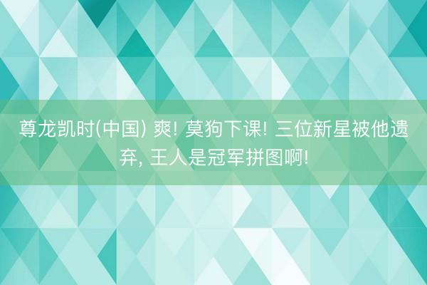 尊龙凯时(中国) 爽! 莫狗下课! 三位新星被他遗弃, 王人是冠军拼图啊!