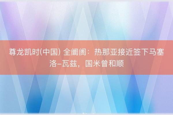 尊龙凯时(中国) 全阛阓：热那亚接近签下马塞洛-瓦兹，国米曾和顺