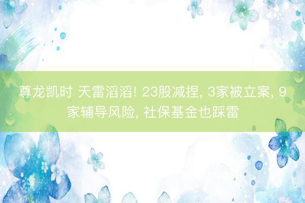 尊龙凯时 天雷滔滔! 23股减捏， 3家被立案， 9家辅导风险， 社保基金也踩雷