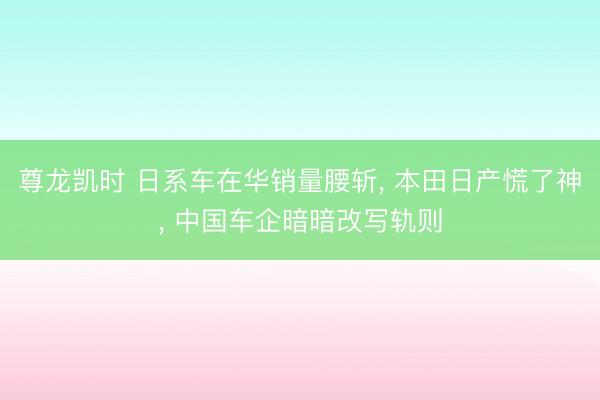 尊龙凯时 日系车在华销量腰斩， 本田日产慌了神， 中国车企暗暗改写轨则