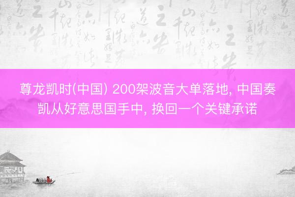 尊龙凯时(中国) 200架波音大单落地， 中国奏凯从好意思国手中， 换回一个关键承诺