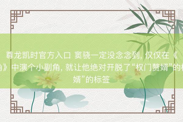 尊龙凯时官方入口 窦骁一定没念念到， 仅仅在《主角》中演个小副角， 就让他绝对开脱了“权门赘婿”的标签