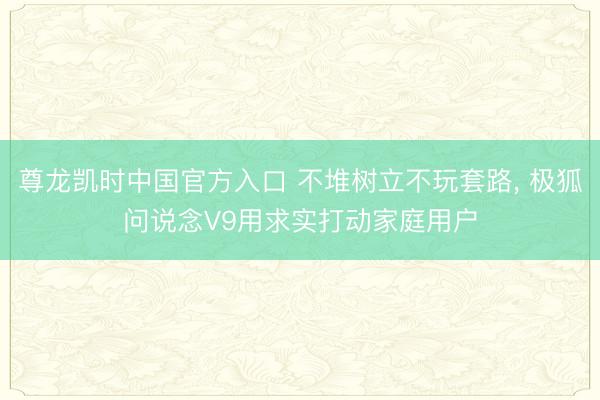 尊龙凯时中国官方入口 不堆树立不玩套路， 极狐问说念V9用求实打动家庭用户
