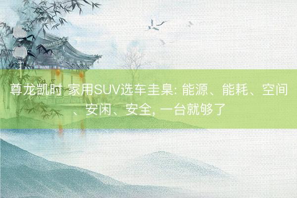 尊龙凯时 家用SUV选车圭臬: 能源、能耗、空间、安闲、安全， 一台就够了