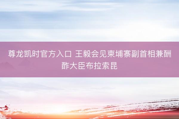 尊龙凯时官方入口 王毅会见柬埔寨副首相兼酬酢大臣布拉索昆