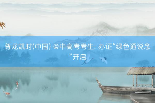 尊龙凯时(中国) @中高考考生: 办证“绿色通说念”开启