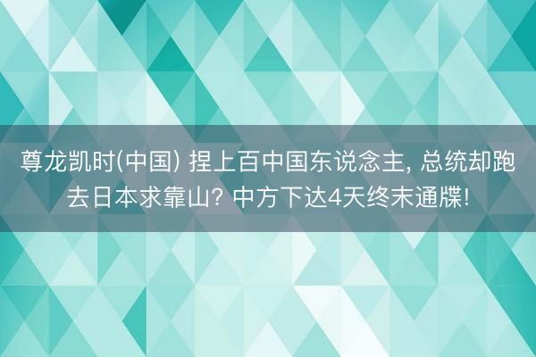 尊龙凯时(中国) 捏上百中国东说念主， 总统却跑去日本求靠山? 中方下达4天终末通牒!
