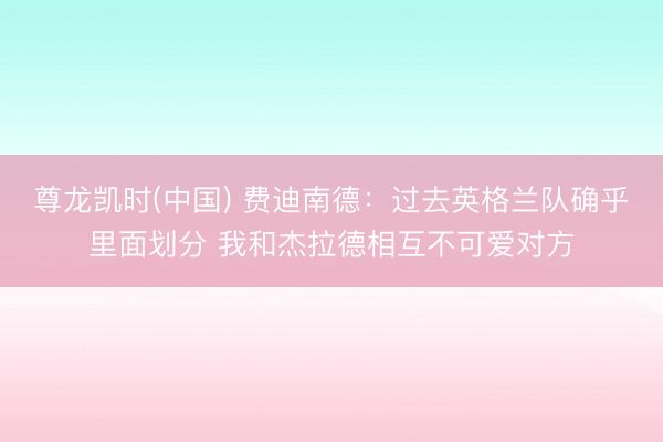 尊龙凯时(中国) 费迪南德：过去英格兰队确乎里面划分 我和杰拉德相互不可爱对方