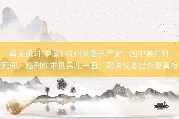 尊龙凯时(中国) 杭州杀妻碎尸案：凶犯被打针死刑，临刑前求见男儿一面，陨涕说念出杀妻真相