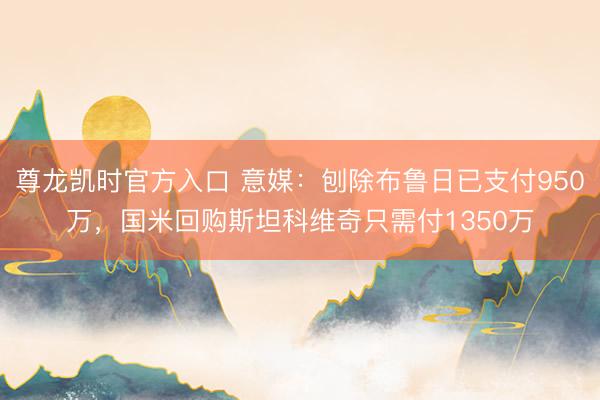尊龙凯时官方入口 意媒：刨除布鲁日已支付950万，国米回购斯坦科维奇只需付1350万
