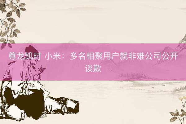 尊龙凯时 小米：多名相聚用户就非难公司公开谈歉