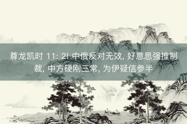尊龙凯时 11: 2! 中俄反对无效， 好意思强推制裁， 中方硬刚三常， 为伊疑信参半