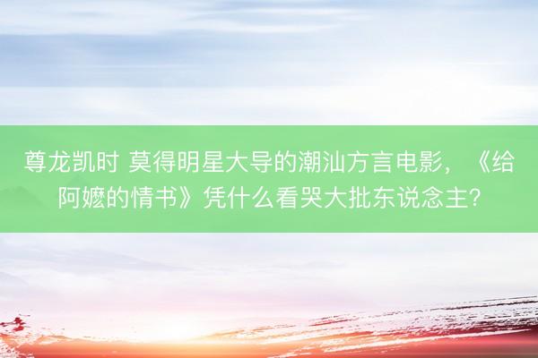 尊龙凯时 莫得明星大导的潮汕方言电影，《给阿嬷的情书》凭什么看哭大批东说念主？