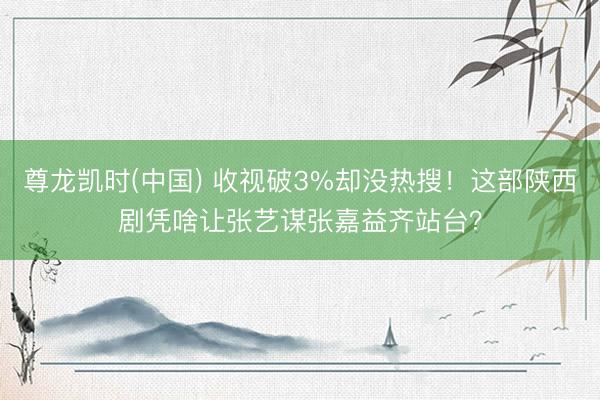 尊龙凯时(中国) 收视破3%却没热搜！这部陕西剧凭啥让张艺谋张嘉益齐站台？