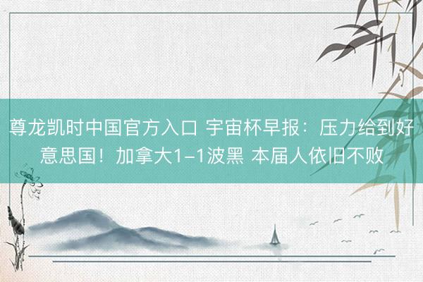 尊龙凯时中国官方入口 宇宙杯早报：压力给到好意思国！加拿大1-1波黑 本届人依旧不败