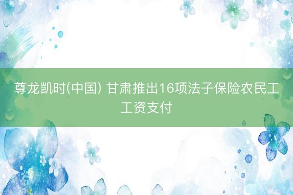 尊龙凯时(中国) 甘肃推出16项法子保险农民工工资支付